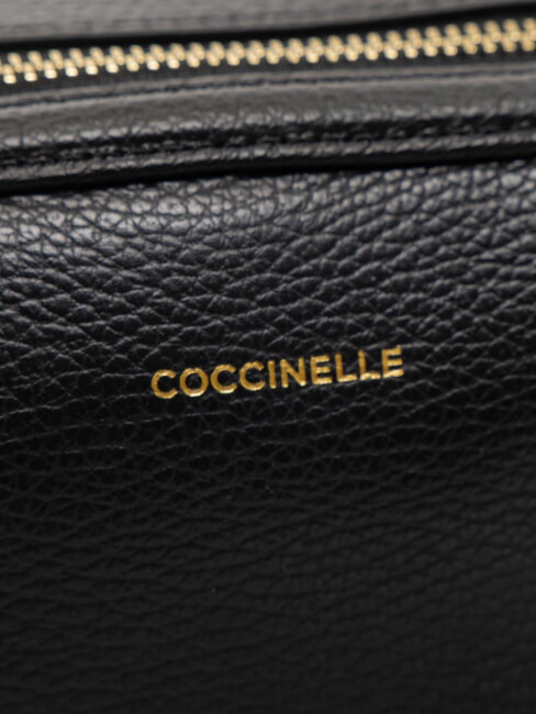 ALPHA Sacoche pour appareil photo en cuir martel&eacute; Noir - Sacs pour Femme