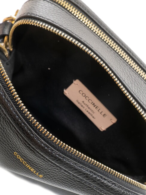 ALPHA Sacoche pour appareil photo en cuir martel&eacute; Noir - Sacs pour Femme