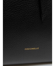 COCCINELLE ALBA Sac bandoulière en cuir martelé Noir - Sacs pour Femme - 6