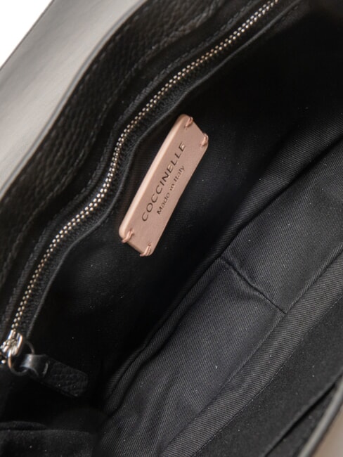 ARIES Sac bandoulière en cuir martelé Noir - Sacs pour Femme