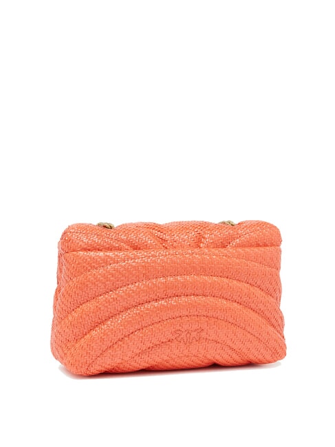 LOVE PUFF Mini sac bandoulière en raphia rouge mandarine-or antique - Sacs pour Femme
