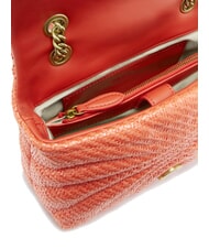 PINKO LOVE PUFF Mini sac bandoulière en raphia rouge mandarine-or antique - Sacs pour Femme - 4