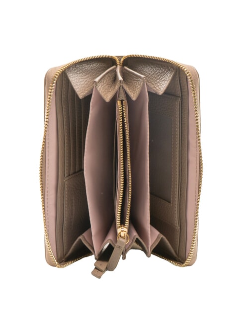 VOILE Grand portefeuille en cuir avec fermeture éclair taupe chaud - Portefeuilles Femme