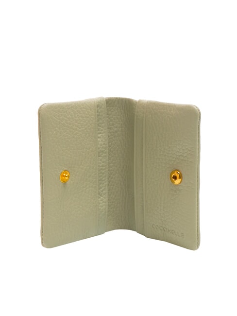 SOFTY Porte-cartes en cuir martelé vert céladon - Portefeuilles Femme