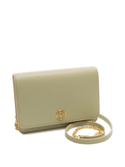 TULIP Sac bandoulière en cuir martelé vert céladon - Sacs pour Femme