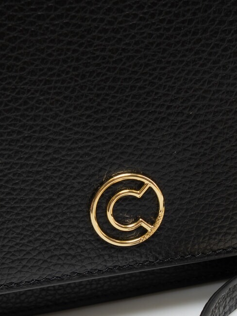 TULIP Sac bandoulière en cuir martelé Noir - Sacs pour Femme