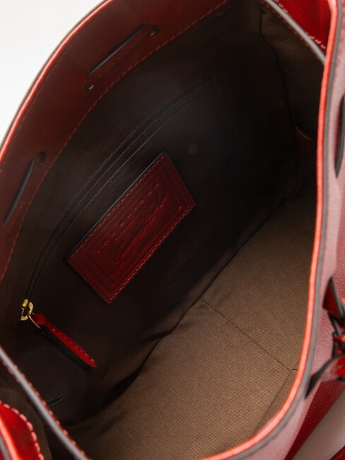 CARLOTTA Sac seau à bandoulière cerise / or - Sacs pour Femme