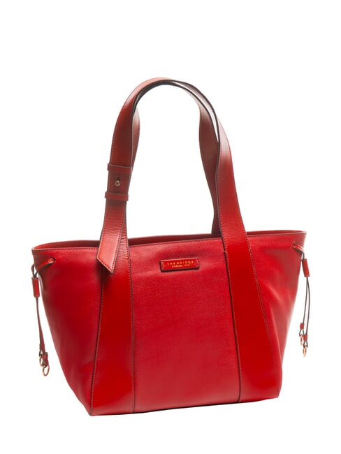 CARLOTTA Sac cabas porté épaule en cuir cerise / or - Sacs pour Femme