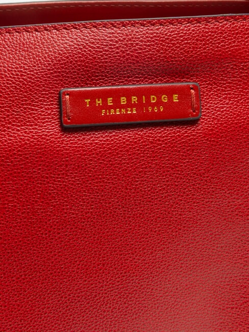 CARLOTTA Sac cabas porté épaule en cuir cerise / or - Sacs pour Femme