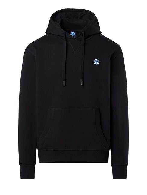 ROUND LOGO Sweat à capuche en coton noir - Pulls molletonnés