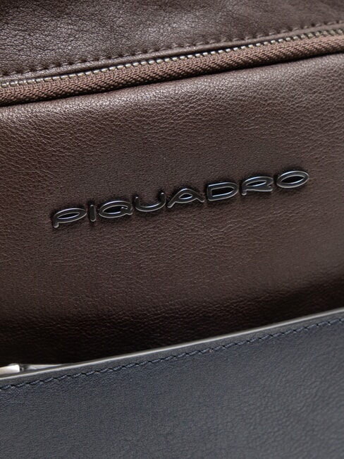 BLACK SQUARE Sac à dos asymétrique en cuir bleu/marron foncé - Sacs à dos pour ordinateur portable