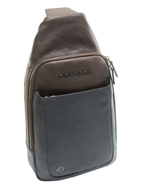 BLACK SQUARE Sac à dos asymétrique en cuir bleu/marron foncé - Sacs à dos pour ordinateur portable