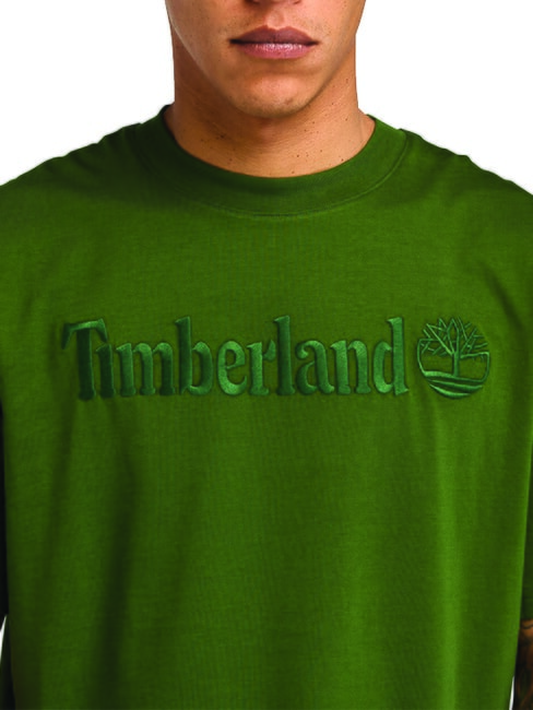 EMBROIDERY TONAL T-shirt en cotton noir/vert forêt - T-shirt
