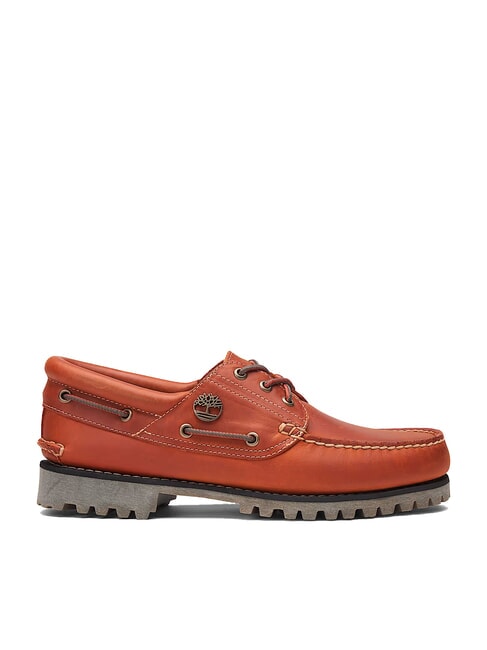 AUTHENTIC  Chaussures bateau en cuir orange moyen pleine fleur - Chaussures Homme