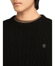 TIMBERLAND P-B LAMBWOOL Pull ras du cou en laine m&eacute;lang&eacute;e noir/chauss&eacute;e - Pulls pour hommes - 3