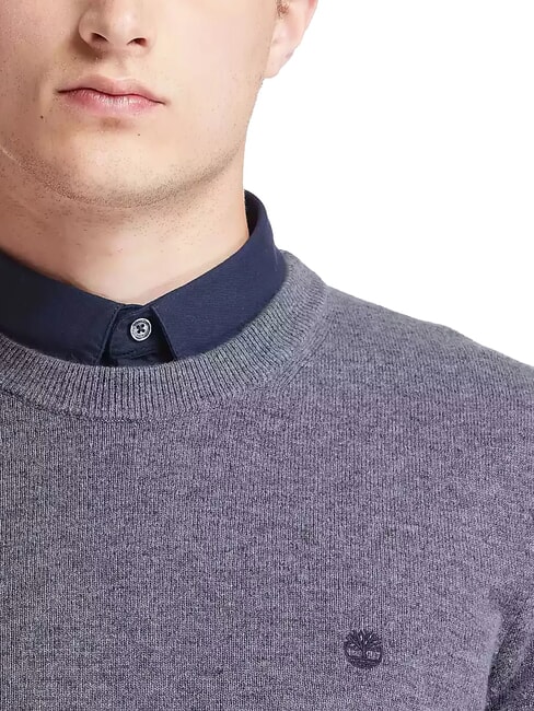MERINO Pull ras du cou en laine mélangée foncé / gris / chiné - Pulls pour hommes