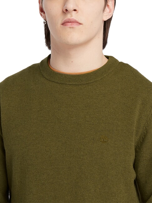 MERINO Pull ras du cou en laine mélangée sombreolive - Pulls pour hommes