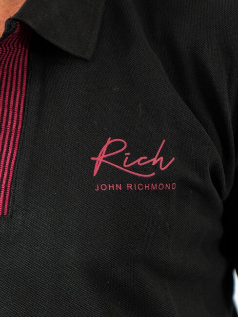 DABAK Polo &agrave; manches courtes et col en V noir - chemise polo