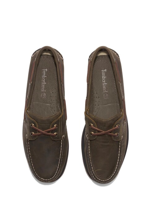 CLASSIC BOAT  Chaussures en cuir su&eacute;d&eacute; olive - Chaussures Homme