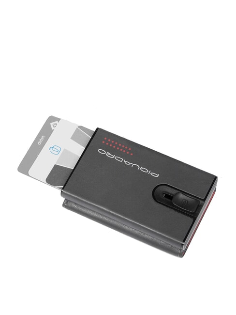 URBAN Portefeuille compact en cuir avec curseur gris - Portefeuilles Homme