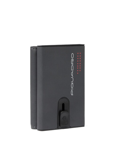 URBAN Portefeuille compact en cuir avec curseur gris - Portefeuilles Homme