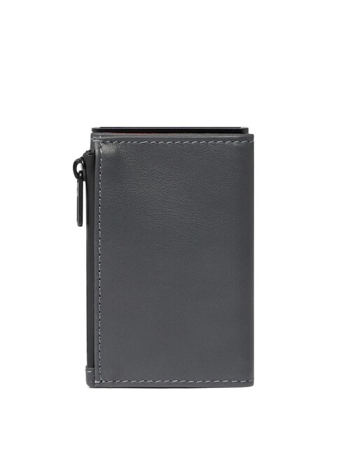 URBAN Portefeuille compact en cuir avec curseur gris - Portefeuilles Homme