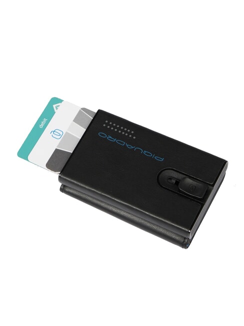 URBAN Portefeuille compact en cuir avec curseur Noir - Portefeuilles Homme