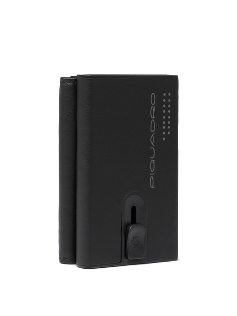 URBAN Portefeuille compact en cuir avec curseur Noir - Portefeuilles Homme