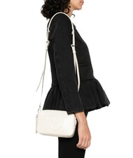 PINKO CARRIE Sacoche en cuir pour appareil photo soie blanche-argent brossé - Sacs pour Femme - 5