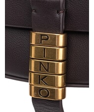 PINKO SADDLE Sac bandoulière en cuir avec rabat moro-mix brune gal. nik d'or - Sacs pour Femme - 4