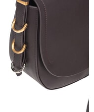 PINKO SADDLE Sac bandoulière en cuir avec rabat moro-mix brune gal. nik d'or - Sacs pour Femme - 5