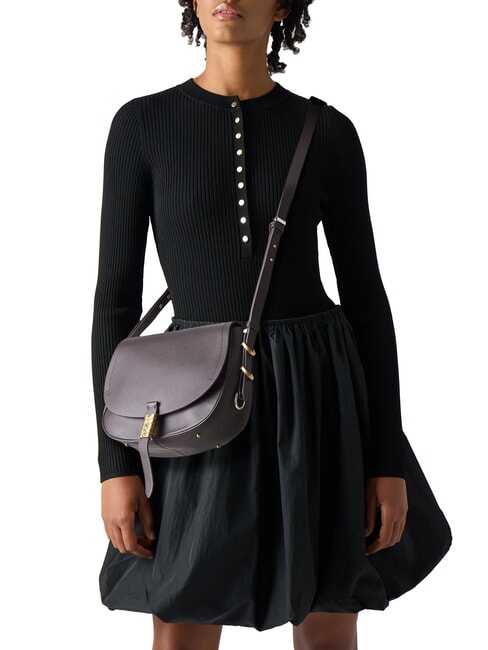 SADDLE Sac bandoulière en cuir avec rabat moro-mix brune gal. nik d'or - Sacs pour Femme