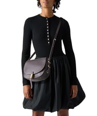 PINKO SADDLE Sac bandoulière en cuir avec rabat moro-mix brune gal. nik d'or - Sacs pour Femme - 7