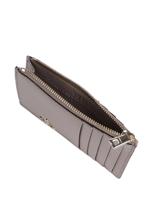 CAMELIA Portefeuille plat en cuir stuc gris - Portefeuilles Femme