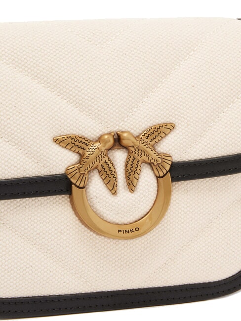 LOVE BOX BAG Mini sac à bandoulière en toile beige/noir-or antique - Sacs pour Femme