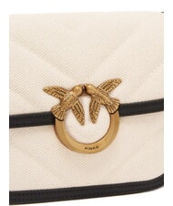 PINKO LOVE BOX BAG Mini sac à bandoulière en toile beige/noir-or antique - Sacs pour Femme - 3
