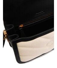 PINKO LOVE BOX BAG Mini sac à bandoulière en toile beige/noir-or antique - Sacs pour Femme - 4