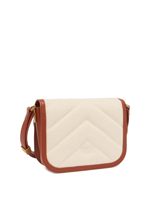 LOVE BOX BAG Mini sac à bandoulière en toile beige/marron-or antique - Sacs pour Femme