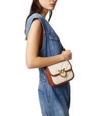 PINKO LOVE BOX BAG Mini sac à bandoulière en toile beige/marron-or antique - Sacs pour Femme - 5