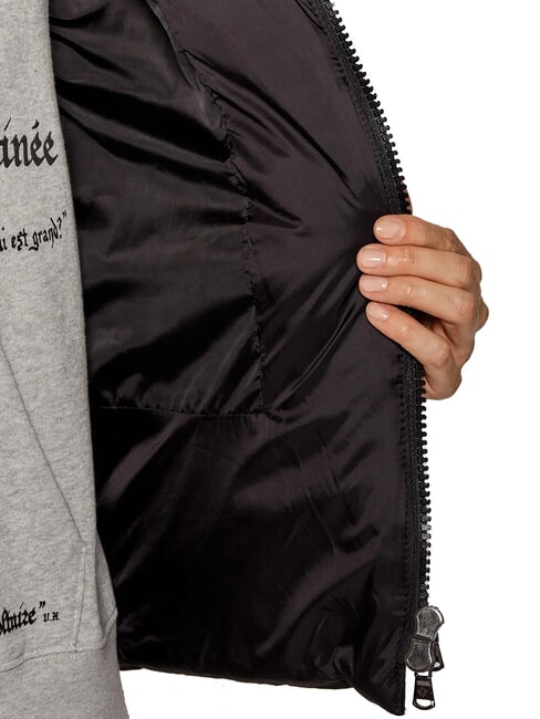 EUGENIE Doudoune courte en satin avec capuche noir - Doudounes femme