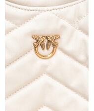 PINKO PUZZLE Sac à bandoulière en cuir cousu blanc de soie-or antique - Sacs pour Femme - 4