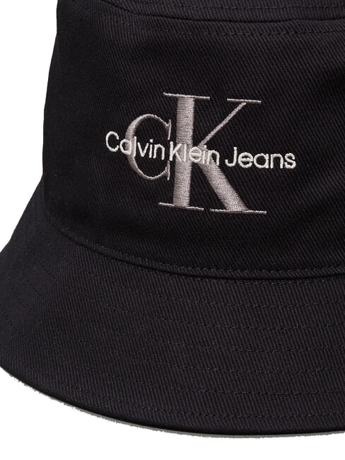 CKJ MONO LOGO Bob en coton sur noir - Bonnets