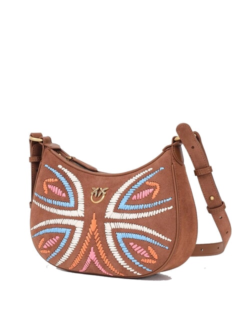 HALF MOON Sac à bandoulière en cuir suédé marron - lion-or antique - Sacs pour Femme