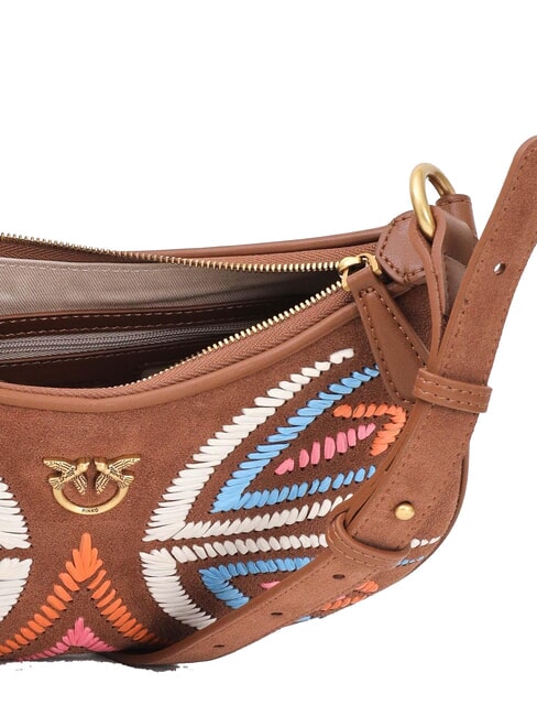 HALF MOON Sac à bandoulière en cuir suédé marron - lion-or antique - Sacs pour Femme