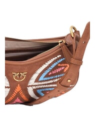 PINKO HALF MOON Sac à bandoulière en cuir suédé marron - lion-or antique - Sacs pour Femme - 4