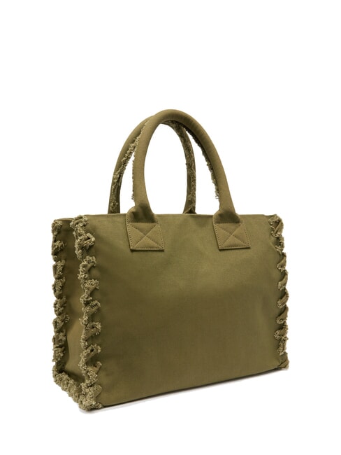 BEACH Sac shopping en toile recyclée olive gothique-or antique - Sacs pour Femme