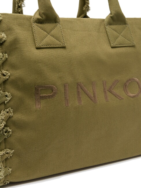 BEACH Sac shopping en toile recyclée olive gothique-or antique - Sacs pour Femme