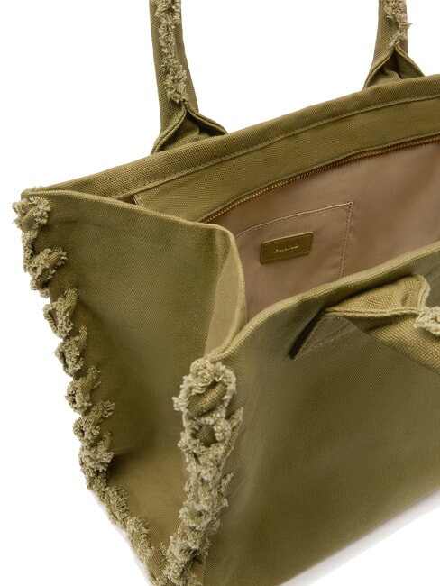 BEACH Sac shopping en toile recyclée olive gothique-or antique - Sacs pour Femme
