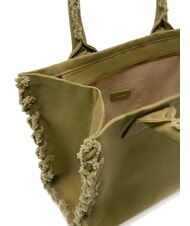 PINKO BEACH Sac shopping en toile recyclée olive gothique-or antique - Sacs pour Femme - 4