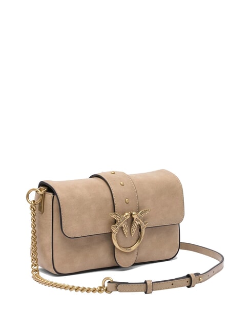 LOVE ONE MINI Mini sac bandoulière en cuir beige-gris fumé-or antique - Sacs pour Femme